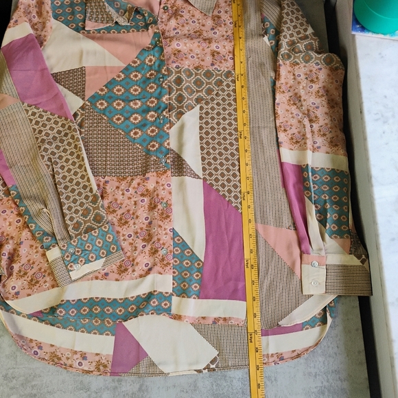 Rose & Olive Patchwork Quilt Button Up Top Womens XL Boho Grandmacore Retro - Picture 9 of 11